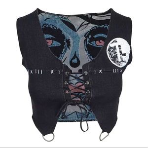 Too Fast Sugar Skull Punk Vest